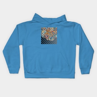 Black Gradient Floral abstract illustration truck art Kids Hoodie